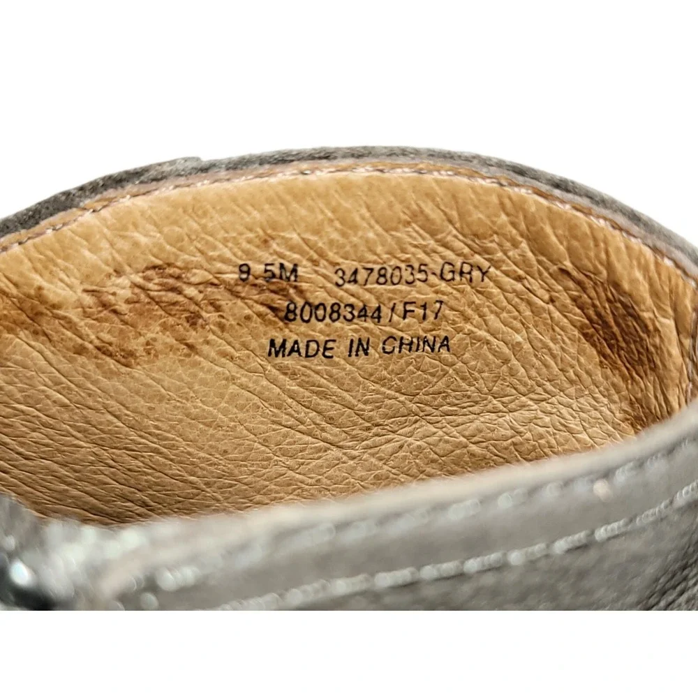 FRYE Boots Women 9.5M Gray Nubuck Leathe Ankle Bootie Danica Peep‎ Toe Heel Shoe